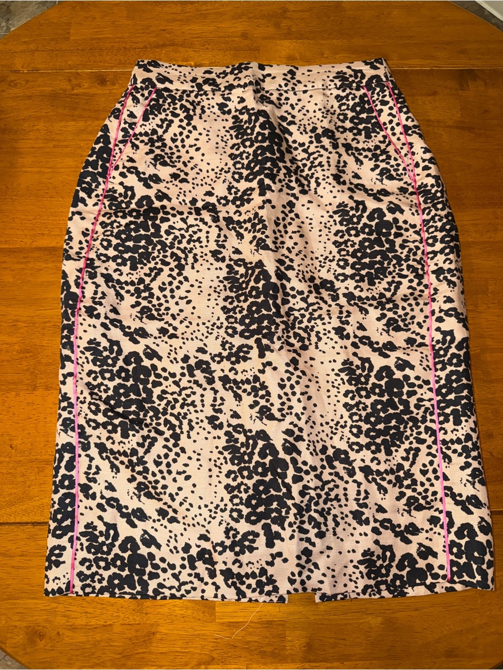 J. Crew Pink Leopard-Print Pencil Skirt with Hot Pink Piping